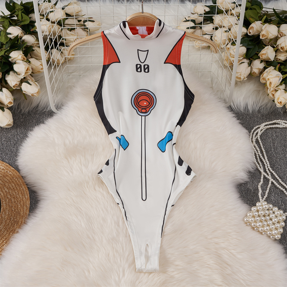 Summer Clothing Bundle - Jumpsuit Cetak Kartun Manis Lucu Putih