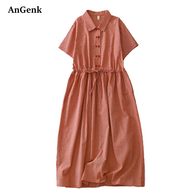 Summer Clothing Drawing - Gaun Musim Panas Vintage Bermotif Kotak-kotak