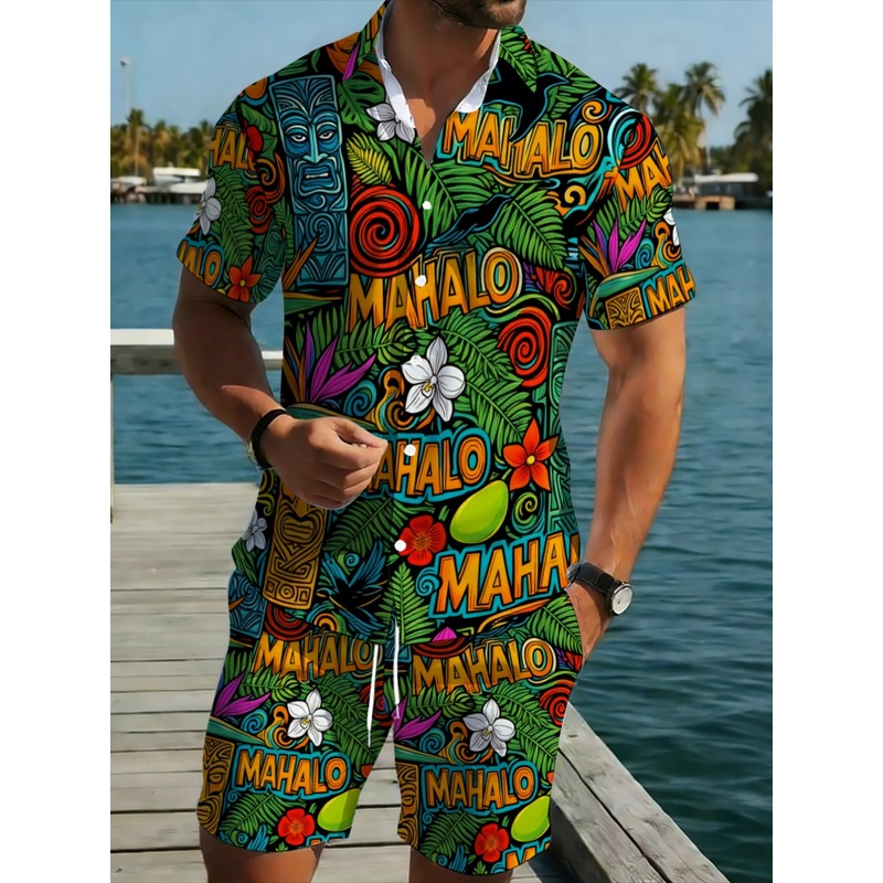 Beach Shirt Hawaiian - Setelan Kemeja dan Celana Pendek Hawaii