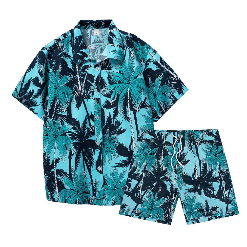 Beach Shirt Hawaiian - Setelan Kemeja Pria Motif Pohon Kelapa