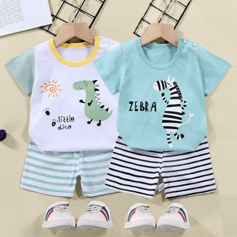 Summer Clothing For Baby Boy - Kaus Katun + Celana Pendek Set