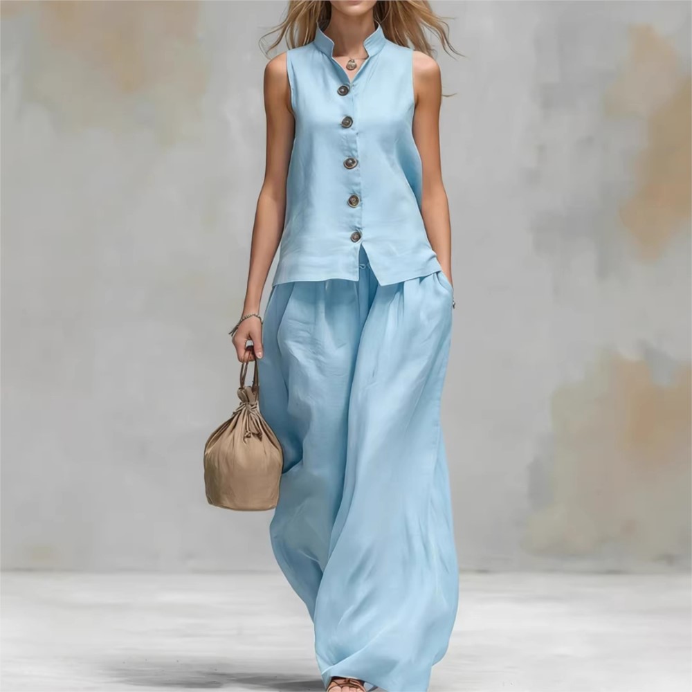 Summer Zara - Atasan Tanpa Lengan Kerah Tegak Model