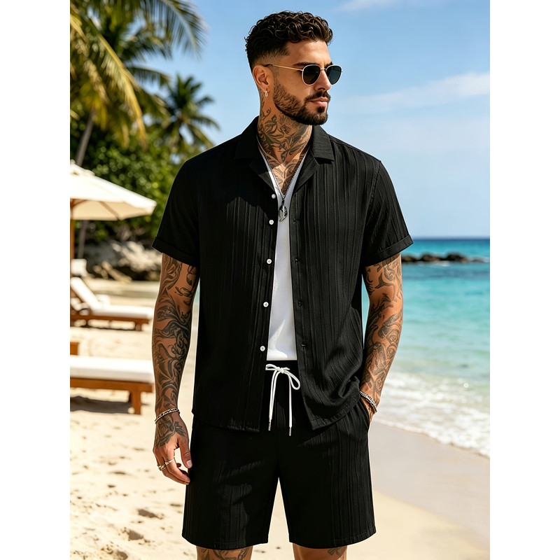 Summer Knit Clothing - Setelan Kasual Musim Panas Pria, Kemeja