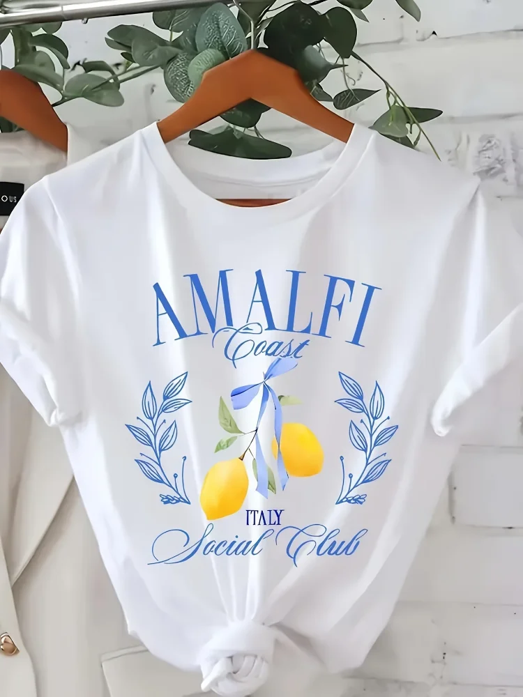 Summer Clothing Aesthetic - Kaos Motif Lemon Lengan Pendek Kerah