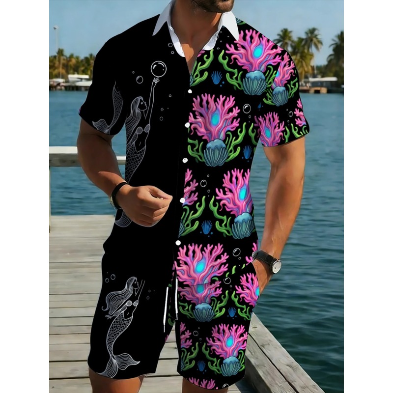 Beach Shirt Hawaiian - Setelan Kemeja & Celana Pendek Hawaii