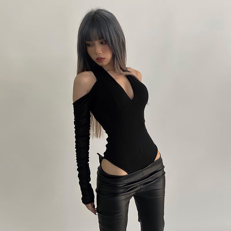 Summer Clothing Bundle - Bodysuit Wanita Seksi Berlubang Lengan Panjang