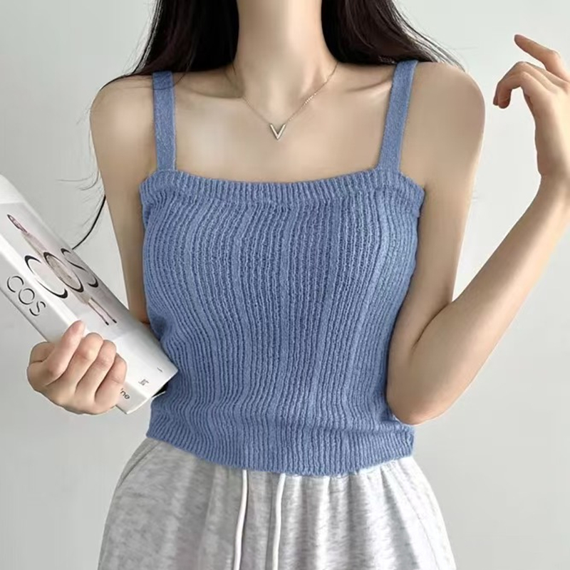 Summer Clothing Teens - Atasan Cami Rajutan untuk Wanita Remaja