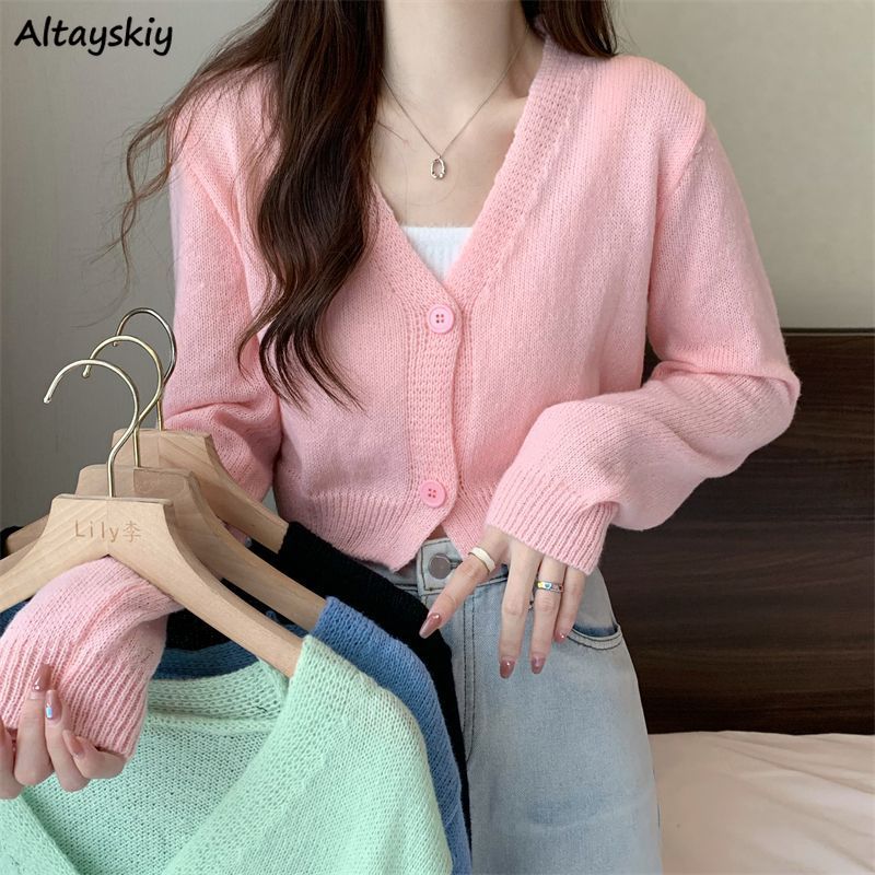 Crop Cardigan wanita ramping m - Summer Clothing Aesthetic ulasan dan harga