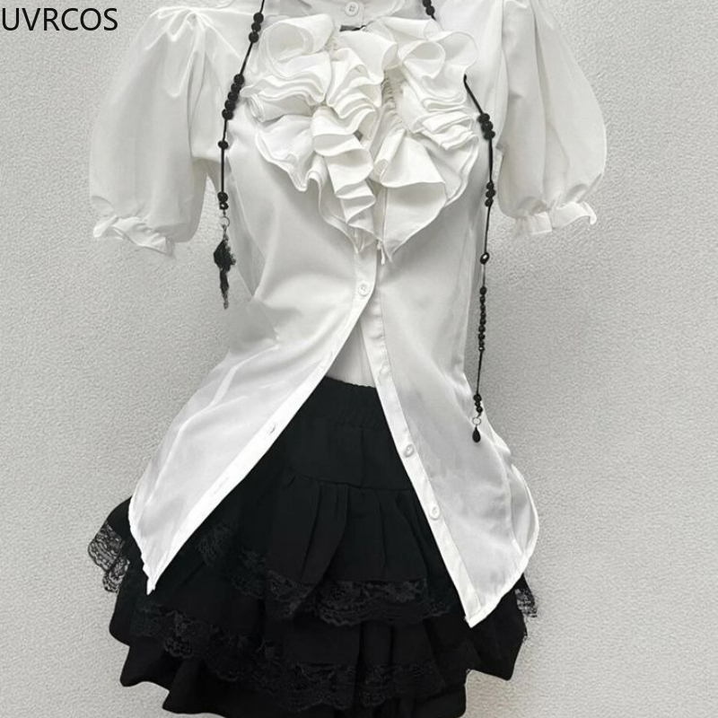 Y2k Kemeja Lengan Puff Kerut W - Summer Clothing Aesthetic ulasan dan harga
