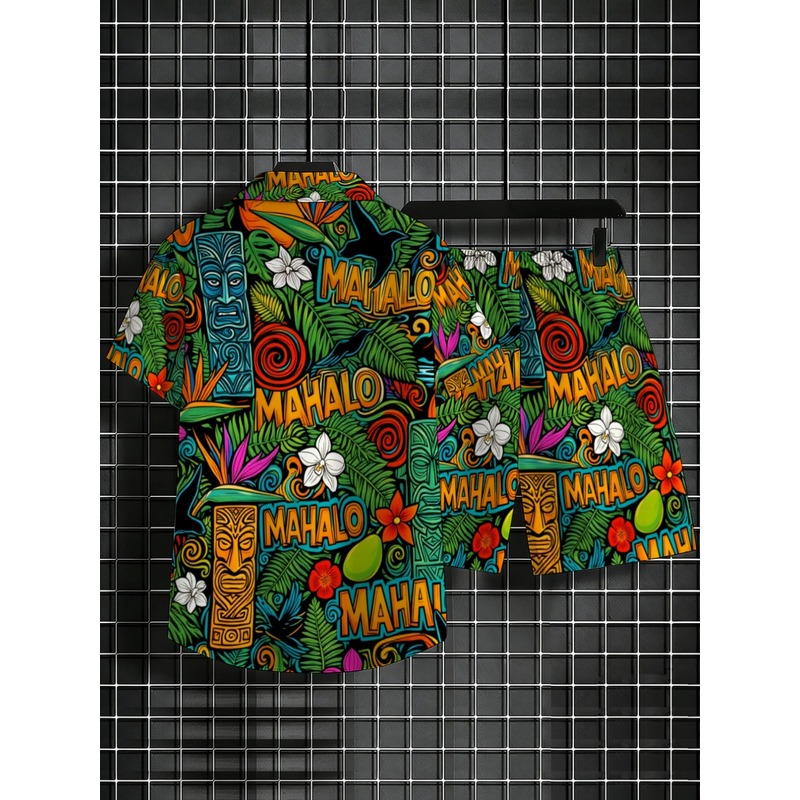 Setelan Kemeja dan Celana Pend - Beach Shirt Hawaiian ulasan dan harga