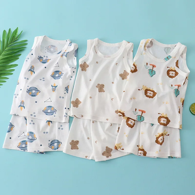 Setelan Rompi Katun Bambu Anak - Summer Clothing For Baby Boy ulasan dan harga