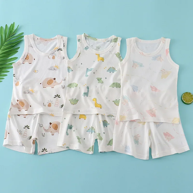Setelan Rompi Katun Bambu Anak - Summer Clothing For Baby Boy ulasan dan harga
