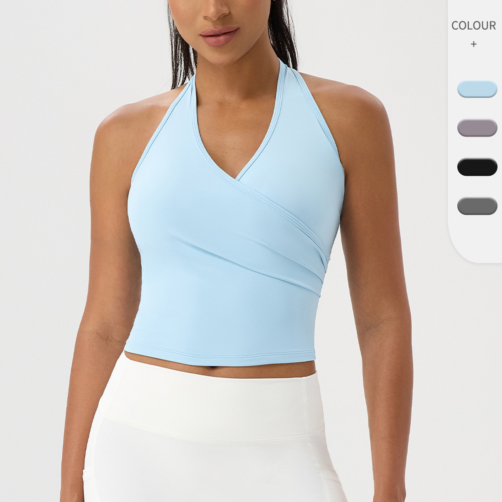 Tank Top Yoga Wanita Halter V- - Halter Neck Top ulasan dan harga