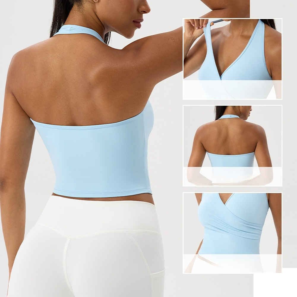 Tank Top Yoga Wanita Halter V- - Halter Neck Top ulasan dan harga