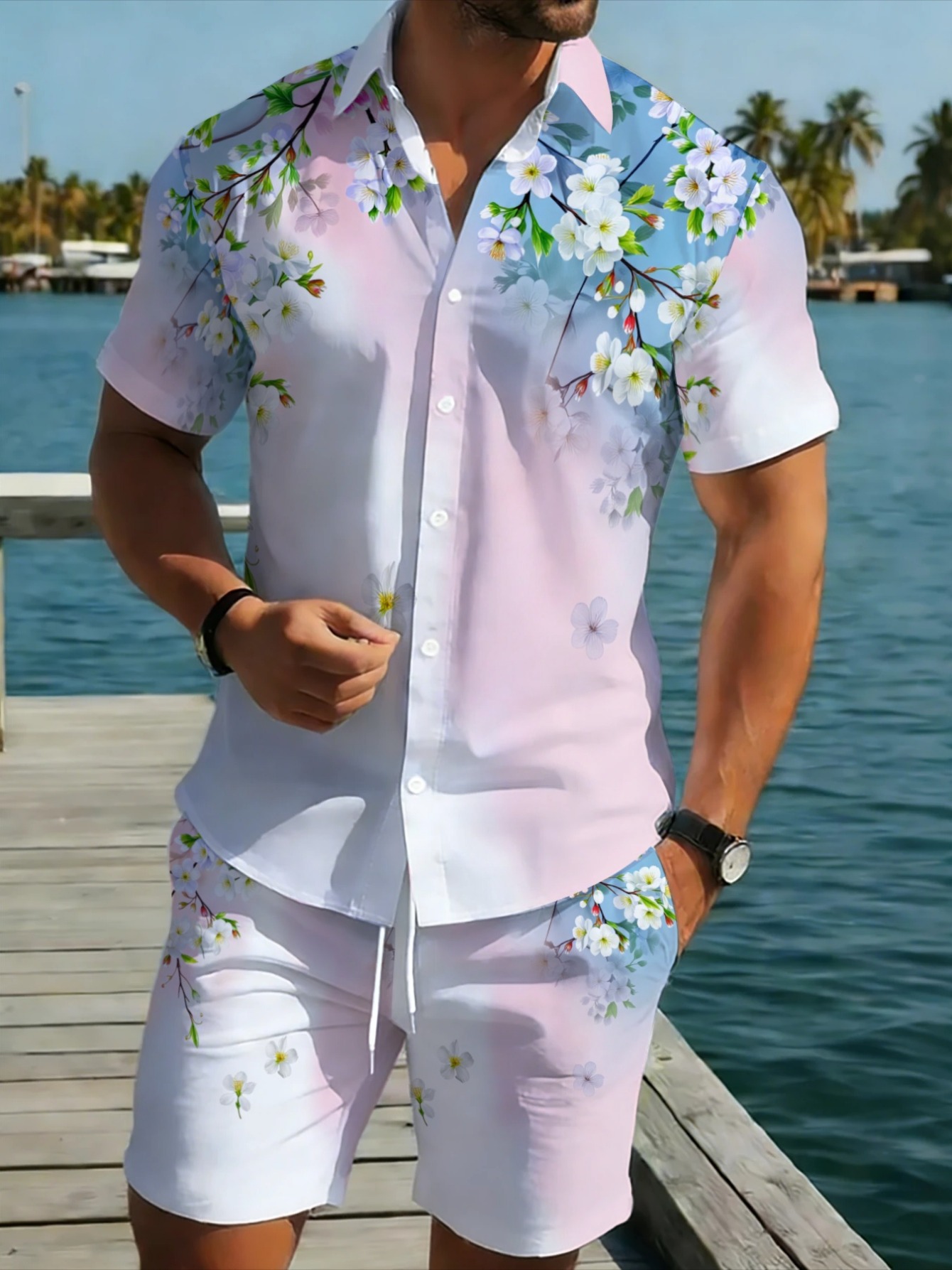 Setelan 2-Potong Pria Motif Bu - Beach Shirt Hawaiian ulasan dan harga