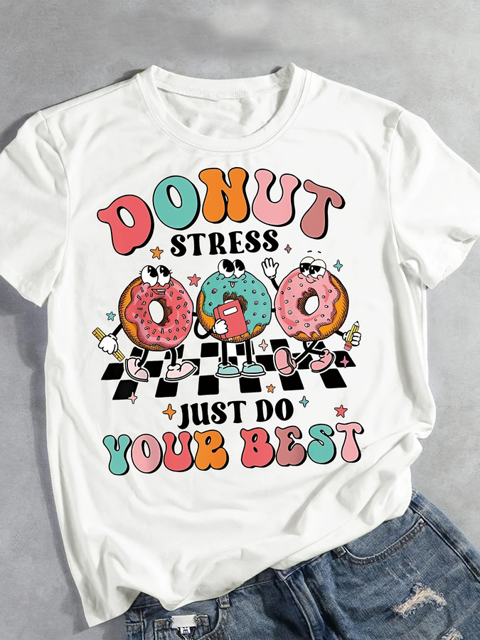 Kaos Cetak Donat Kartun, Atasa - Summer Clothing Trends 2026 ulasan dan harga