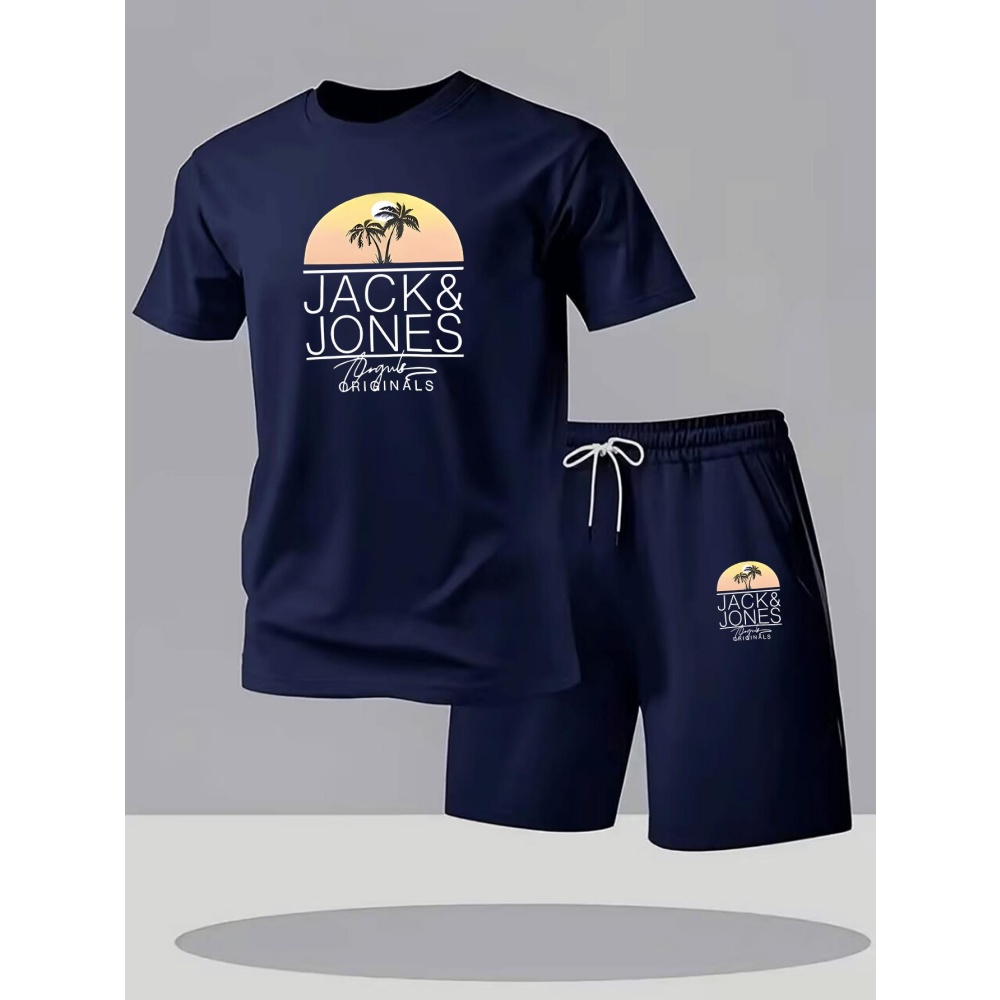 Setelan Kaos Fitness Pria Bern - Summer Gym Clothing ulasan dan harga