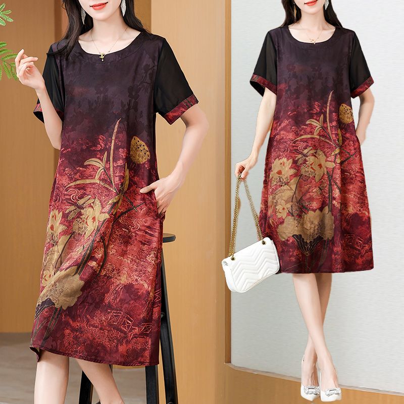 Gaun Cetak Elegan Panjang Seda - Summer Clothing For Women Over 60 ulasan dan harga