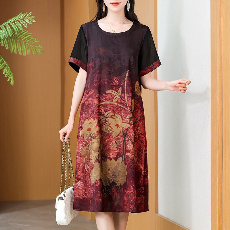 Gaun Cetak Elegan Panjang Seda - Summer Clothing For Women Over 60 ulasan dan harga