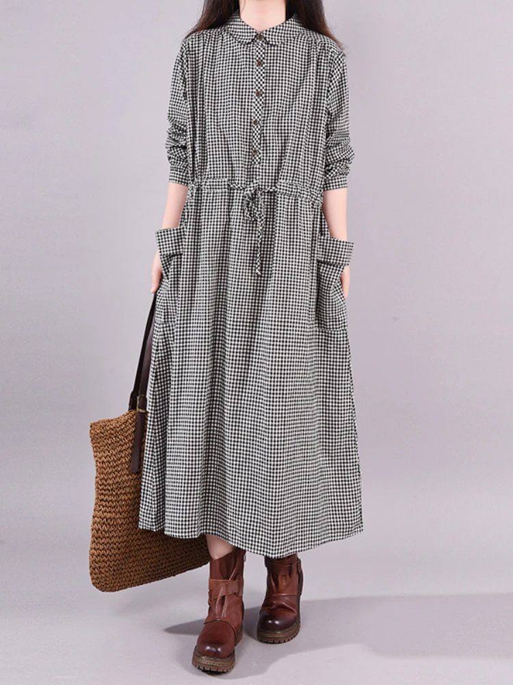 Gaun Vintage modis kotak-kotak - Summer Clothing Drawing ulasan dan harga