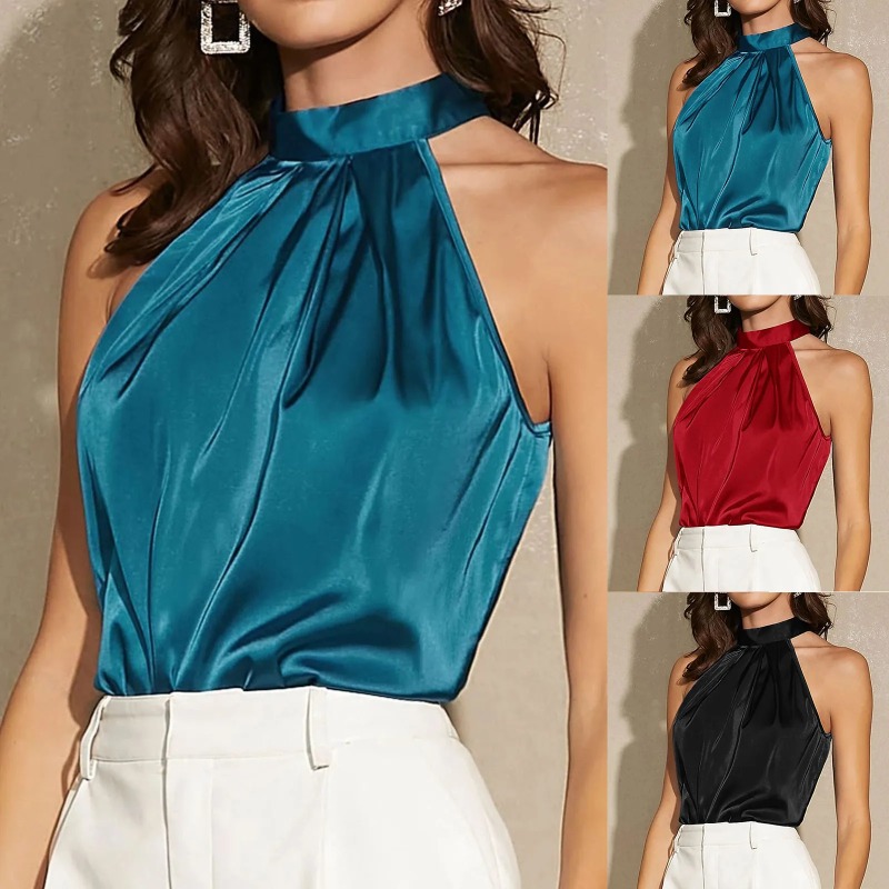Tank Top Leher Halter Satin El - Summer Clothing Images ulasan dan harga