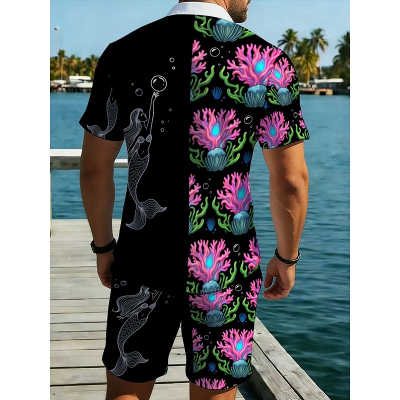 Setelan Kemeja & Celana Pendek - Beach Shirt Hawaiian ulasan dan harga