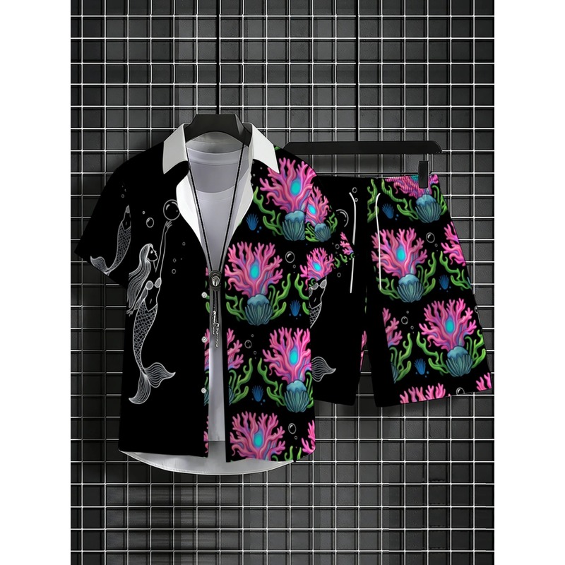 Setelan Kemeja & Celana Pendek - Beach Shirt Hawaiian ulasan dan harga