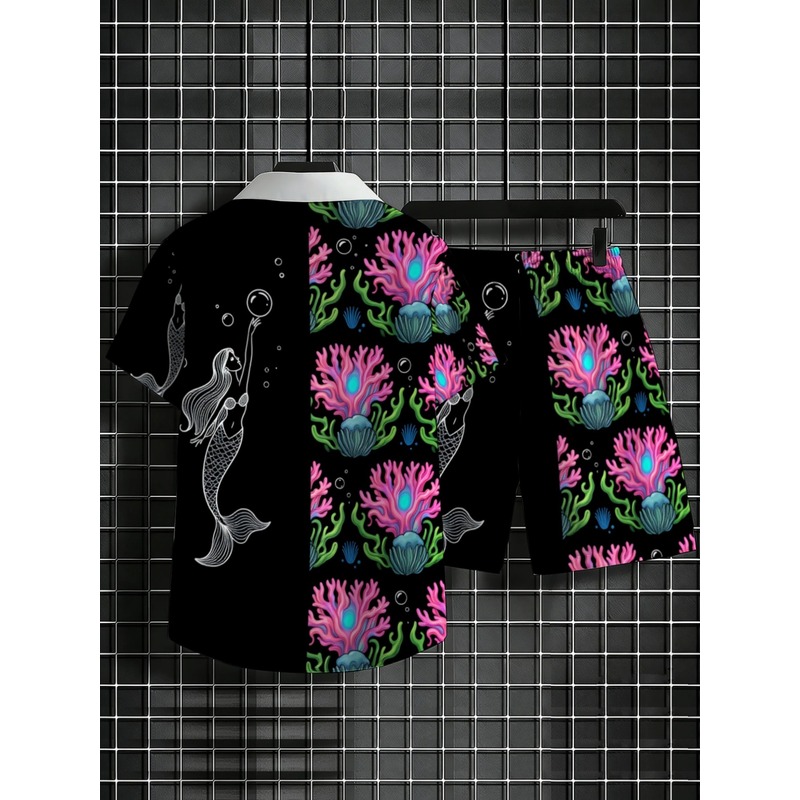 Setelan Kemeja & Celana Pendek - Beach Shirt Hawaiian ulasan dan harga