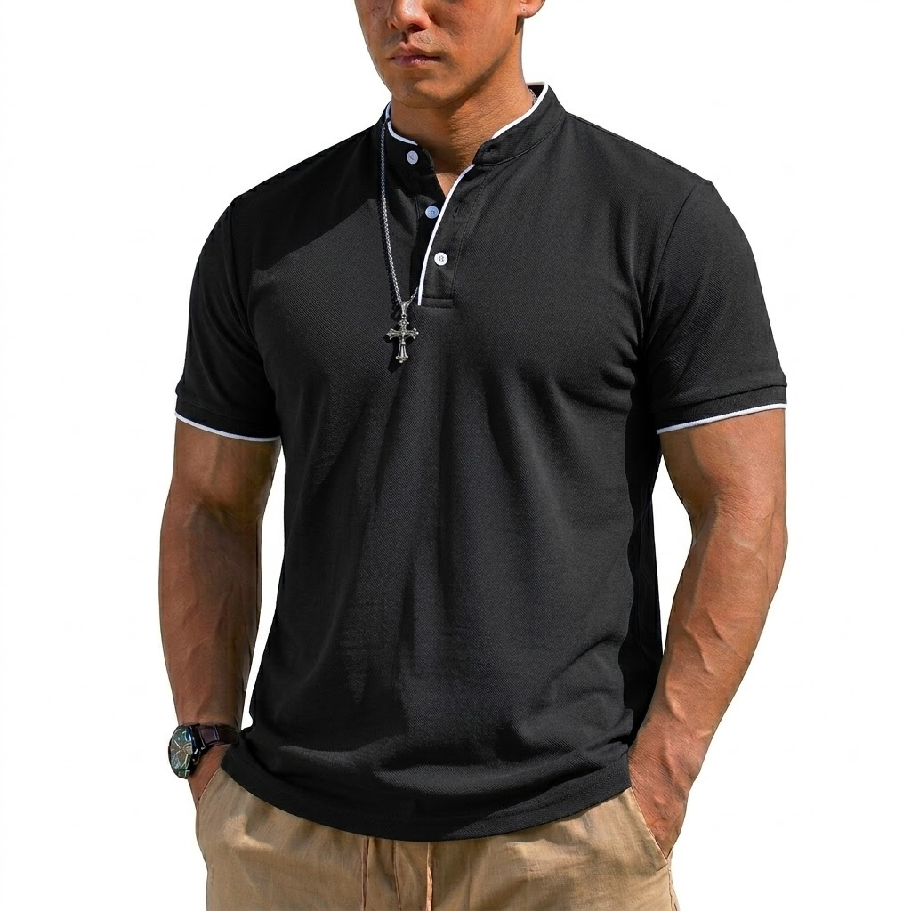 Kaos Henley Lengan Pendek Musi - Summer Gym Clothing ulasan dan harga