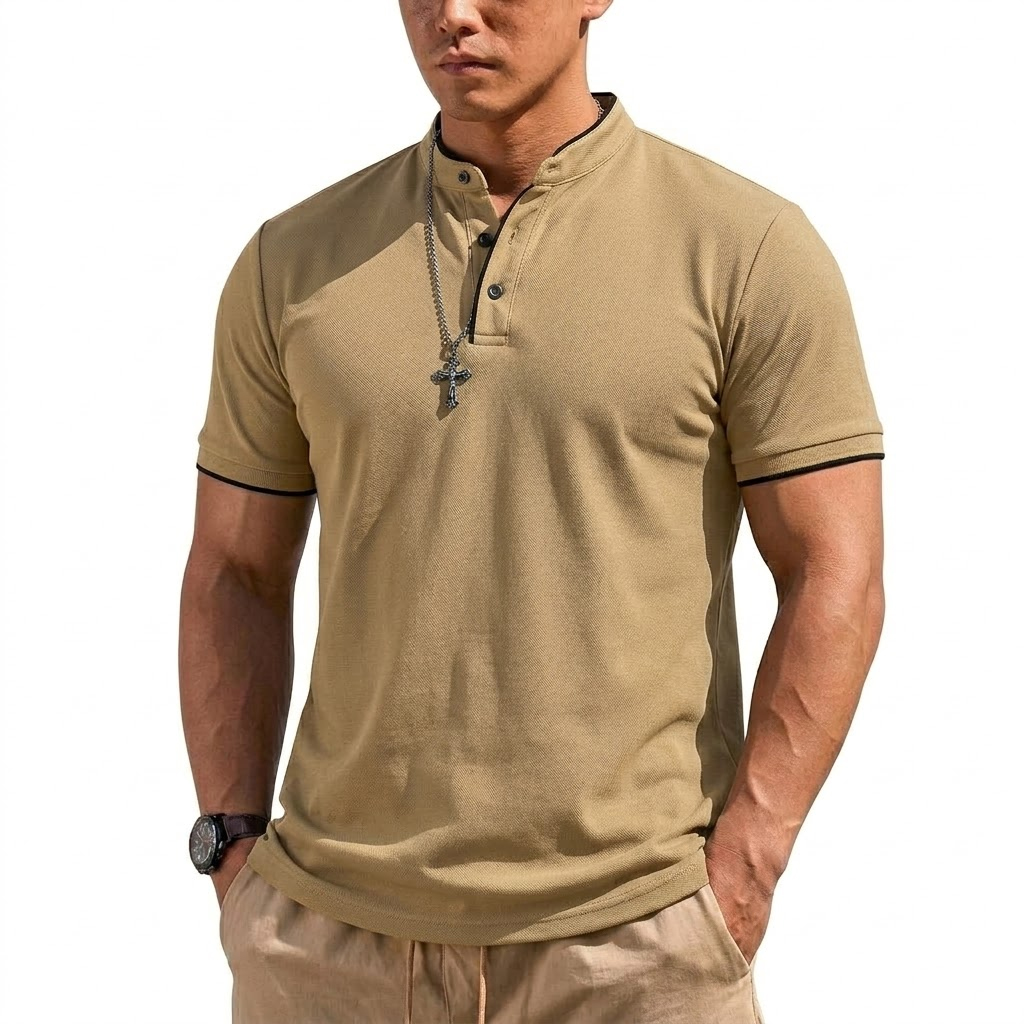 Kaos Henley Lengan Pendek Musi - Summer Gym Clothing ulasan dan harga