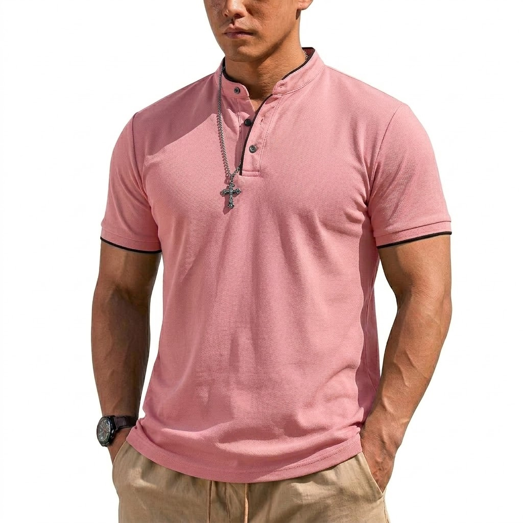 Kaos Henley Lengan Pendek Musi - Summer Gym Clothing ulasan dan harga