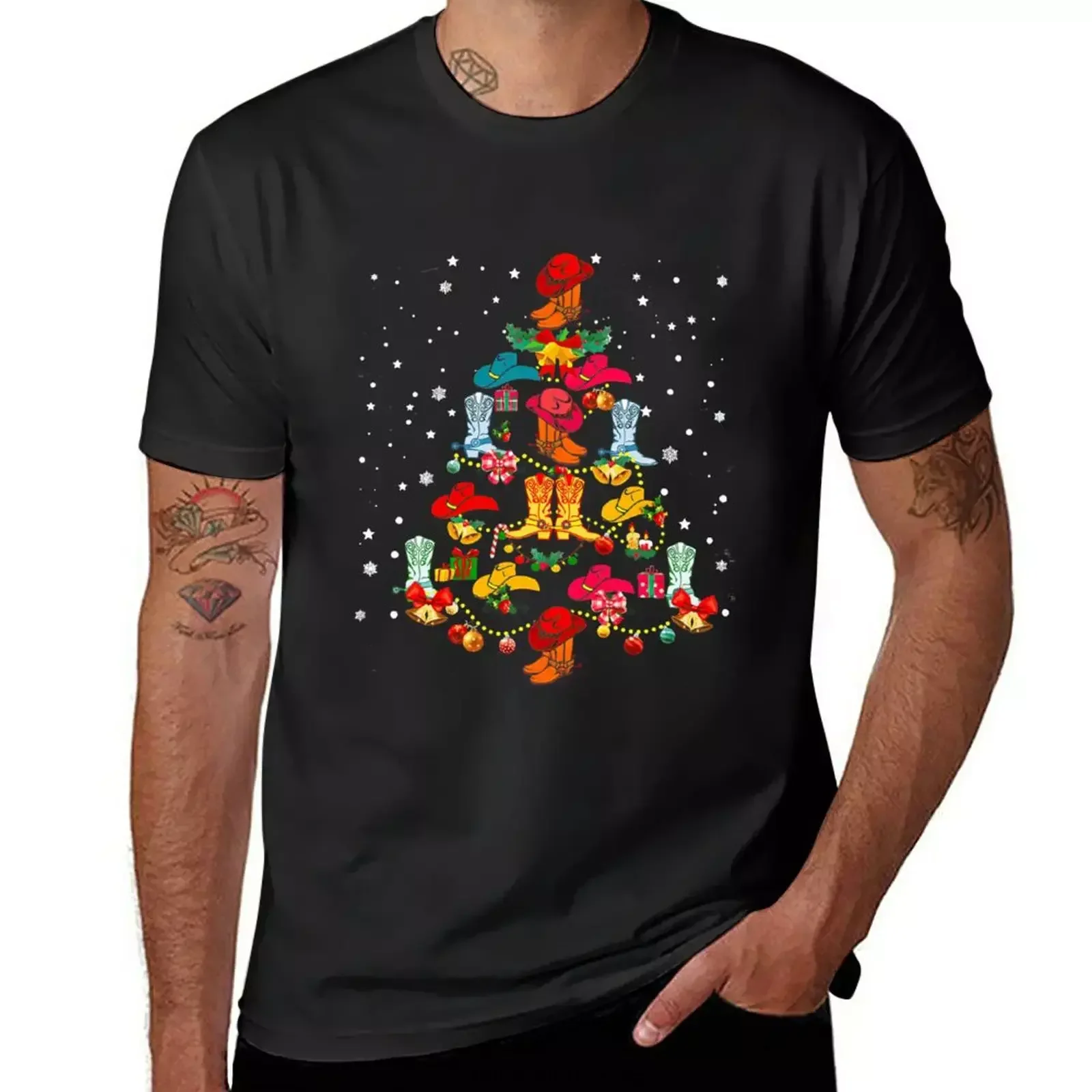 Cowboy Boots Christmas Tree T- - Summer Clothing Aesthetic ulasan dan harga