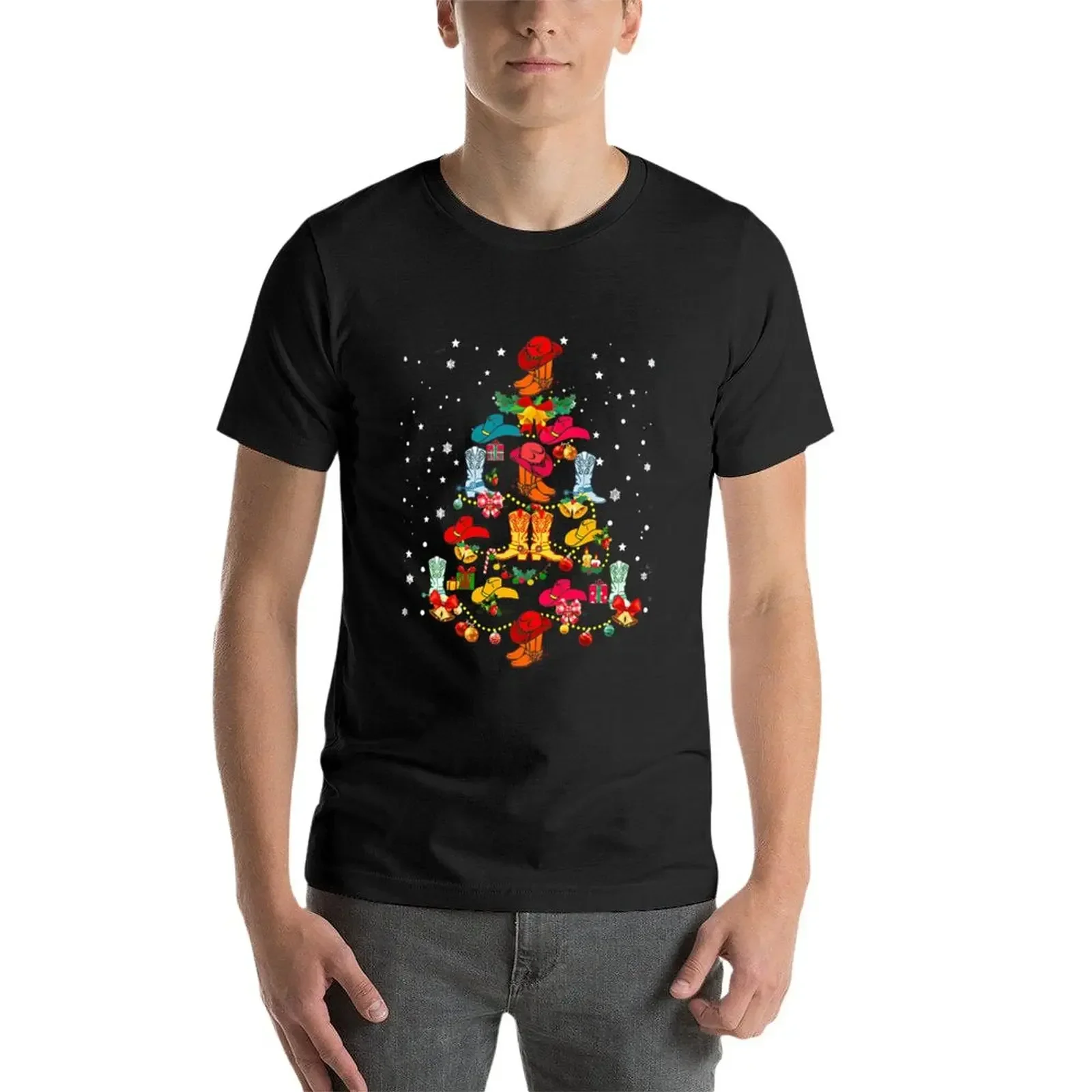 Cowboy Boots Christmas Tree T- - Summer Clothing Aesthetic ulasan dan harga