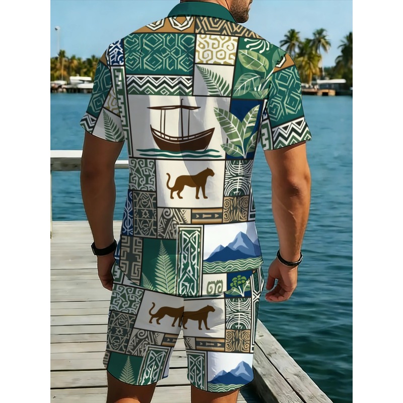 Setelan Pria Kasual Dua Potong - Beach Shirt Hawaiian ulasan dan harga