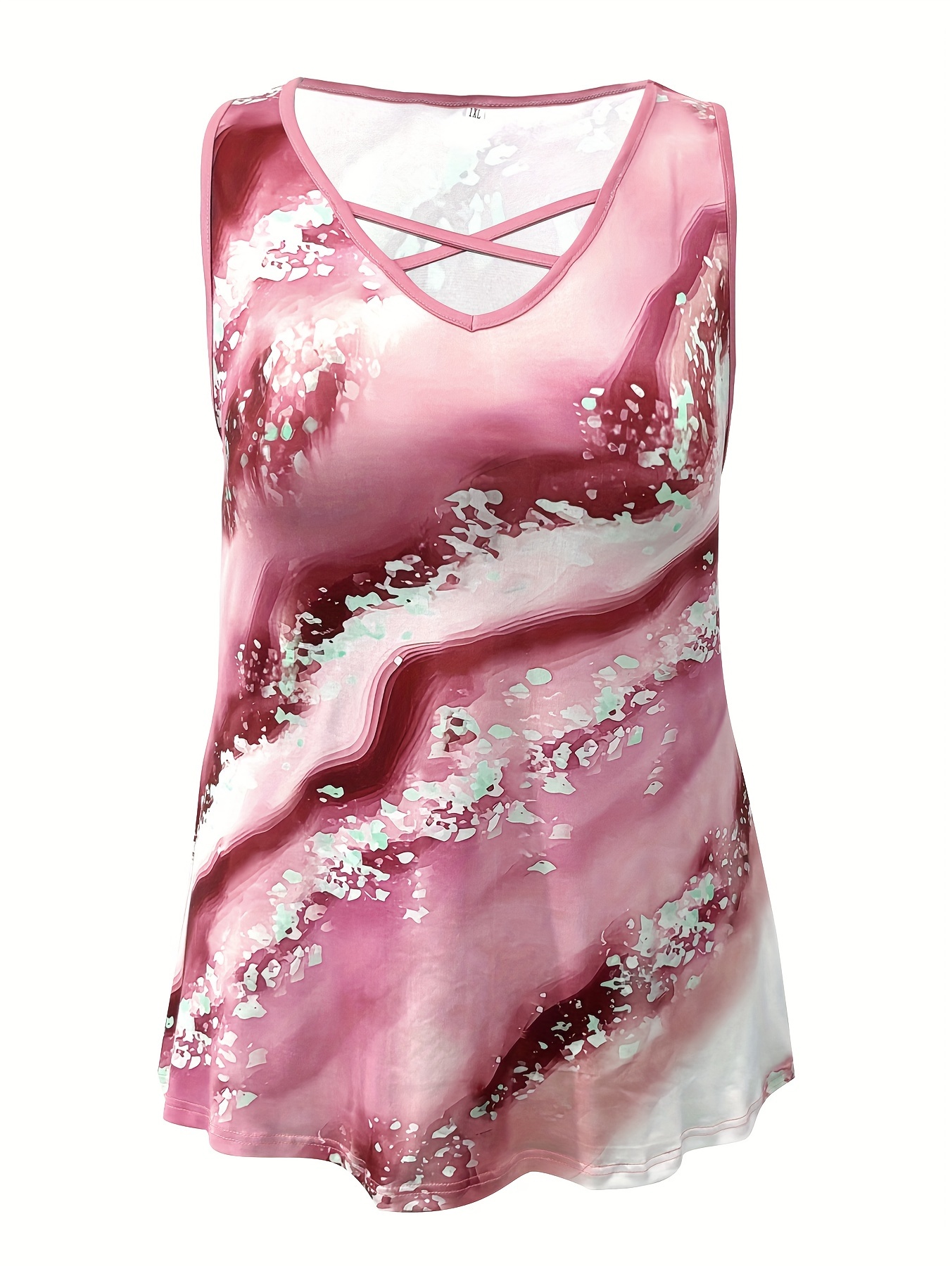 Tank Top cetak marmer ukuran b - Summer Clothing Plus Size ulasan dan harga