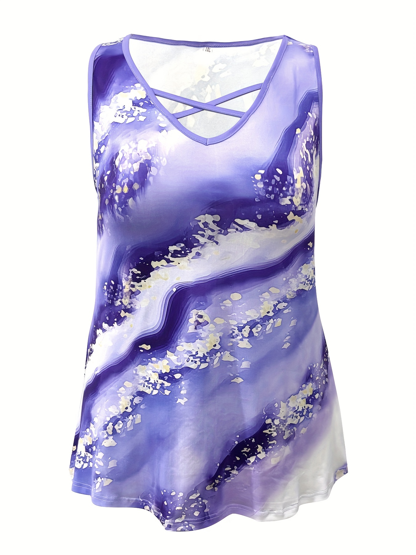 Tank Top cetak marmer ukuran b - Summer Clothing Plus Size ulasan dan harga